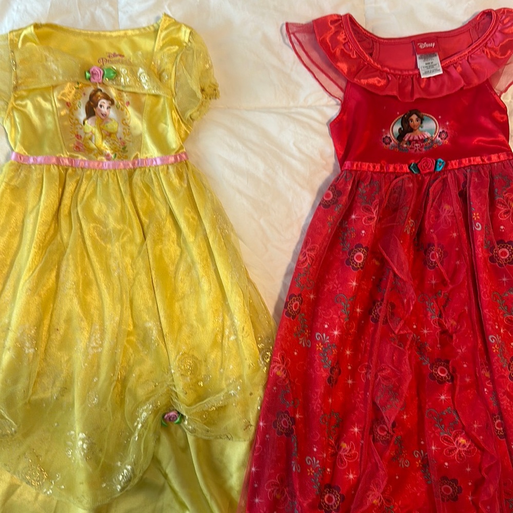 Disney Princess Set of 2 Girls Dress Up Nightgown Belle & Princess Elena Size 3T